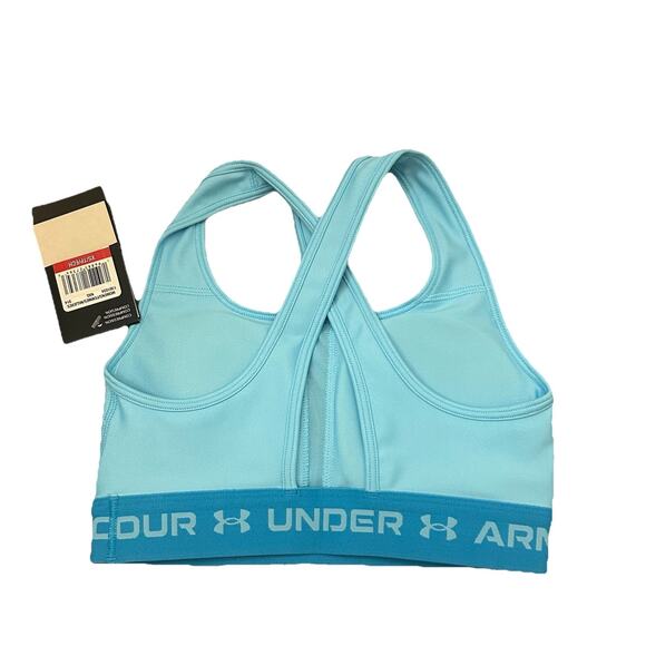 Under Armour Women's Crossback Mid Sports Bra in Sky Blue/Capri XS NEW - Picture 3 of 6